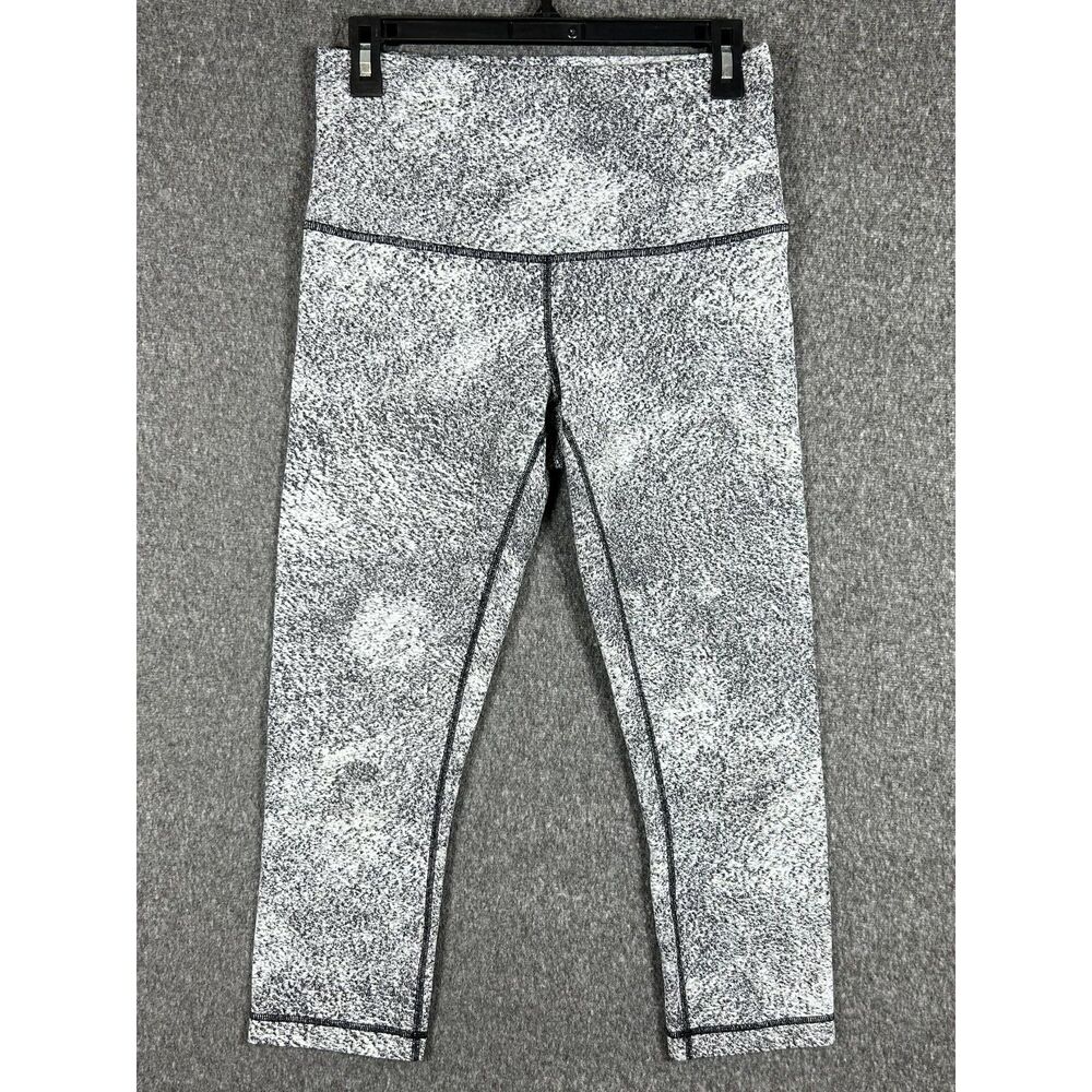 Lululemon Wunder Under Hi-Rise Crop Leggings (Spray Jacquard White Black, Sz 10)